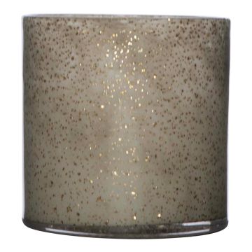 Candele in vetro cilindriche SANYA EARTH, screziate, grigio-oro, 12cm, Ø12cm