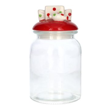 Barattolo JULIENNE con coperchio, manico a forma di caramella a pois, trasparente-rosso, 19,7 cm, Ø 10,9 cm Barattolo JULIENNE con coperchio, manico a forma di caramella a pois, trasparente-rosso, 19,7 cm, Ø 10,9 cm