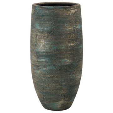 Vaso per fiori in ceramica AETIOS, sfumatura di colore, blu-oro, 35cm, Ø18cm