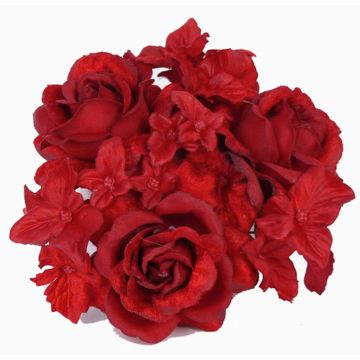 Corona finta di candele INGA, rosa, ortensia, rosso, Ø10cm