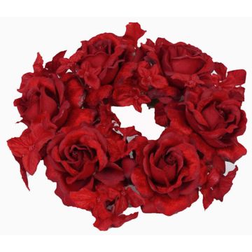 Corona finta di candele INGA, rosa, ortensia, rosso, Ø15cm