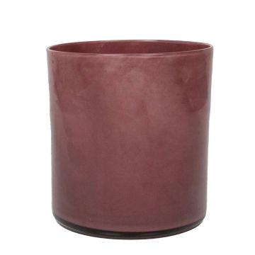 Candele in vetro cilindriche SANYA EARTH, rosso bordeaux, 12cm, Ø12cm