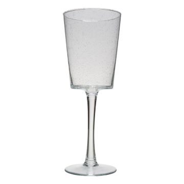 Vaso a stelo grande KERRIN su piede, con bolle, trasparente, 45cm, Ø17cm