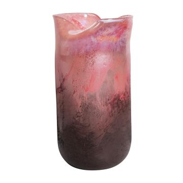Vaso di vetro PEPA, apertura piegata, multi-rosa-trasparente, 41,5cm, Ø20cm