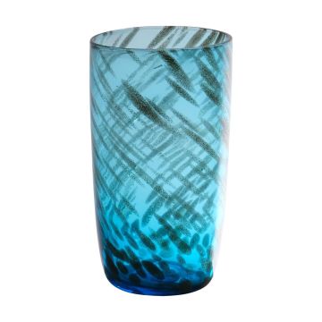 Vaso da tavolo MARICAR in vetro, con motivo, blu-oro-trasparente, 14,5cm, Ø8cm