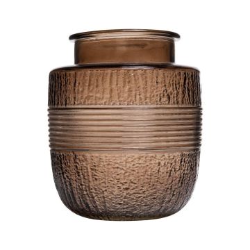 Vaso in vetro decorativo MARISELA con bordo ornamentale, marrone-trasparente, 18 cm, Ø15,5 cm