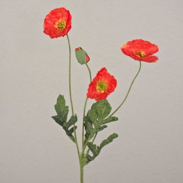 Ramo di fiori artificiali papavero OXANDRINE, rosso-arancio, 60 cm, Ø 6 cm