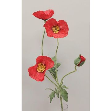 Ramo di papavero artificiale OXANDRINE, rosso, 60 cm, Ø 6 cm