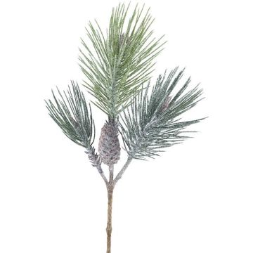 Ramo decorativo di pino SNOLER con glitter, pigne, effetto ghiacciato, verde, 60cm Ramo decorativo di pino SNOLER con glitter, pigne, effetto ghiacciato, verde, 60cm