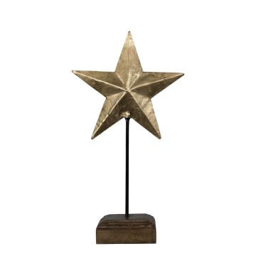 Stella decorativa DORANA in metallo, base in legno, dorata, 19x10x35 cm Stella decorativa DORANA in metallo, base in legno, dorata, 19x10x35 cm