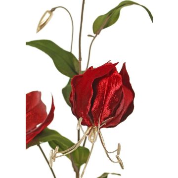 Ramo di gloriosa vellutato DINFAS, rosso scuro-oro, 80 cm