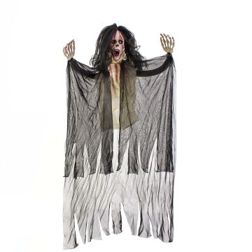 Figura decorativa di Halloween fantasma SKYLER con funzione di movimento e suono, LED, 95 cm