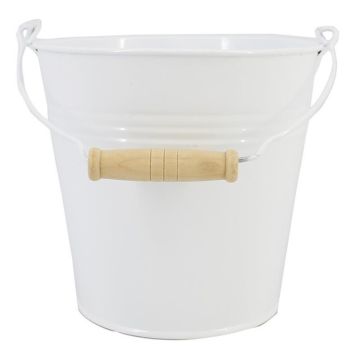 Secchio in zinco MAUREA con manico in legno di faggio, bianco, 19 cm, Ø 20 cm Secchio in zinco MAUREA con manico in legno di faggio, bianco, 19 cm, Ø 20 cm