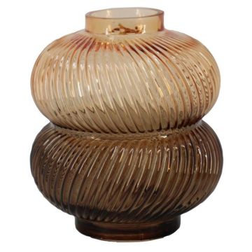 Vaso da tavolo in vetro KORNELIA con scanalature, ambra-marrone-trasparente, 16,3cm, Ø14,7cm Vaso da tavolo in vetro KORNELIA con scanalature, ambra-marrone-trasparente, 16,3cm, Ø14,7cm