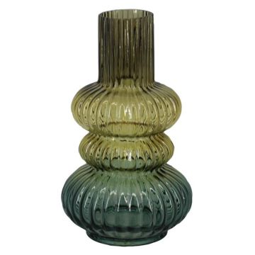 Vaso da tavolo in vetro SIGURD con scanalature, marrone-cognac-blu-trasparente, 25,2cm, Ø14,6cm