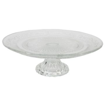 Piatto da torta in vetro ALVATIR con piedistallo, decorato, trasparente, 7,8 cm, Ø 14,5 cm Piatto da torta in vetro ALVATIR con piedistallo, decorato, trasparente, 7,8 cm, Ø 14,5 cm