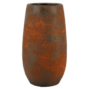 Vaso da fiori in ceramica AROON con venature, marrone ruggine, 50 cm, Ø 26 cm