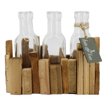 Bottiglia di vetro STOLLAN in cassetta di legno, 3 pezzi, trasparente, 21 x 9 x 15,5 cm Bottiglia di vetro STOLLAN in cassetta di legno, 3 pezzi, trasparente, 21 x 9 x 15,5 cm