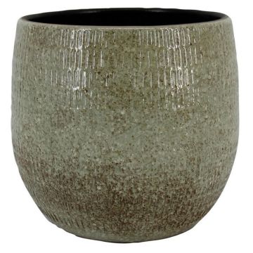 Vaso vintage in ceramica OXYON a righe, screziato, verde, 36cm, Ø39cm Vaso vintage in ceramica OXYON a righe, screziato, verde, 36cm, Ø39cm