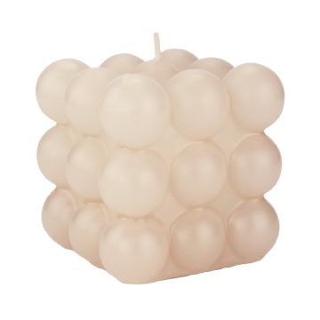Candela decorativa a bolle MARAVILLA, crema, 8,5x8,5x8,5cm - Made in Germany