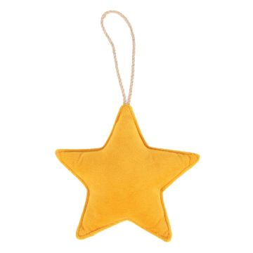 Sospensione decorativa a forma di stella in velluto EYRUN, cordino di sospensione, giallo, Ø16cm
