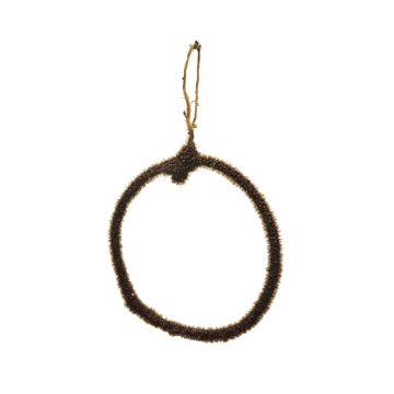 Anello metallico decorativo HELIJIA da appendere, floccato, marrone scuro, Ø 15 cm