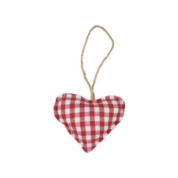 Decorazione a forma di cuore FANNAR in cotone, a quadri, rosso-bianco, Ø 10 cm Decorazione a forma di cuore FANNAR in cotone, a quadri, rosso-bianco, Ø 10 cm