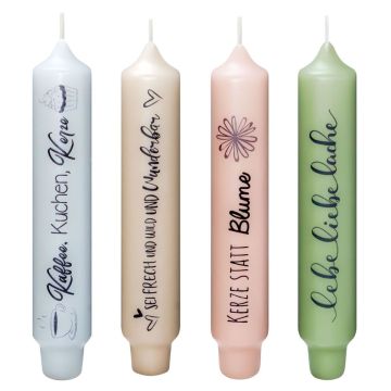 Candela a bastoncino con scritta KELANI, regalino, 4 candele, 4 scritte, colorate, 16,5 cm, Ø 2,8 cm, 6 ore Candela a bastoncino con scritta KELANI, regalino, 4 candele, 4 scritte, colorate, 16,5 cm, Ø 2,8 cm, 6 ore
