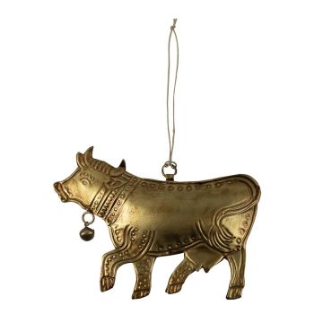 Ciondolo decorativo a forma di mucca VALDIMAR in metallo, dorato, 16x11 cm Ciondolo decorativo a forma di mucca VALDIMAR in metallo, dorato, 16x11 cm