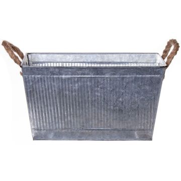 Fioriera rettangolare BIMETO con manici, scanalature, zinco, argento, 29x19x15 cm Fioriera rettangolare BIMETO con manici, scanalature, zinco, argento, 29x19x15 cm