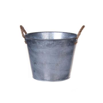 Vaso rotondo BIMETO con manici, zinco, argento, 18,5 cm, Ø 22,5 cm Vaso rotondo BIMETO con manici, zinco, argento, 18,5 cm, Ø 22,5 cm