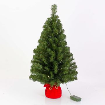 Albero di Natale artificiale WARSCHAU, sacco di iuta rosso, LED, 90 cm, Ø 50 cm Albero di Natale artificiale WARSCHAU, sacco di iuta rosso, LED, 90 cm, Ø 50 cm