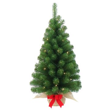 Albero di Natale artificiale WARSCHAU, sacco di iuta, fiocco rosso, LED, 90cm, Ø50cm Albero di Natale artificiale WARSCHAU, sacco di iuta, fiocco rosso, LED, 90cm, Ø50cm