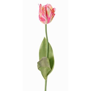 Fiore in tessuto tulipano pappagallo UAKARI, rosa-crema-verde, 65cm, Ø6cm
