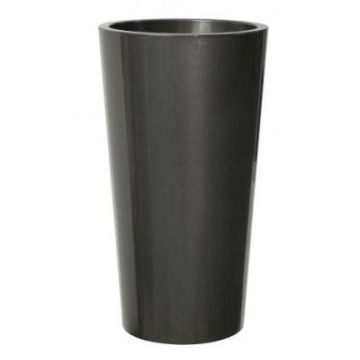 Vaso da fiori alto e rotondo THERESITA in plastica, con inserto, set di irrigazione, antracite, 75 cm, Ø 40 cm