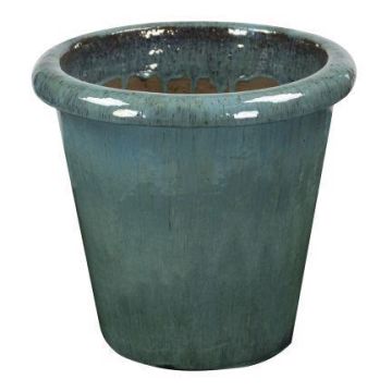 Vaso da fiori in terracotta ELVORN, smaltato, sfumatura, azzurro, 44 cm, Ø 47 cm Vaso da fiori in terracotta ELVORN, smaltato, sfumatura, azzurro, 44 cm, Ø 47 cm
