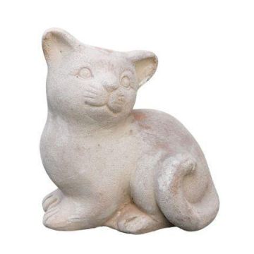 Statua di gatto SERIVA in terracotta, seduta, realizzata a mano, patinata, beige, 16x12x18 cm Statua di gatto SERIVA in terracotta, seduta, realizzata a mano, patinata, beige, 16x12x18 cm