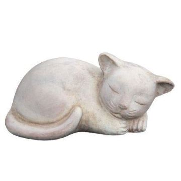 Statua di gatto SERIVA in terracotta, sdraiato, fatto a mano, patinato, beige, 29x16x13 cm Statua di gatto SERIVA in terracotta, sdraiato, fatto a mano, patinato, beige, 29x16x13 cm