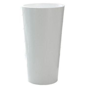 Vaso da fiori alto e rotondo THERESITA in plastica, con inserto, set per l'irrigazione, bianco, 61,5 cm, Ø 33 cm Vaso da fiori alto e rotondo THERESITA in plastica, con inserto, set per l'irrigazione, bianco, 61,5 cm, Ø 33 cm