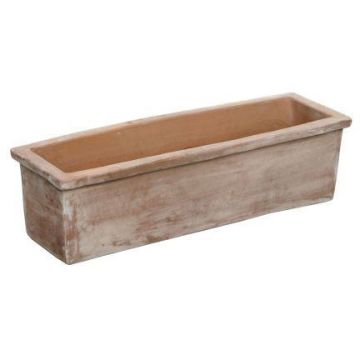 Fioriera rettangolare in terracotta MUNJER, con bordo, realizzata a mano, patinata, marrone, 62x20x17cm Fioriera rettangolare in terracotta MUNJER, con bordo, realizzata a mano, patinata, marrone, 62x20x17cm