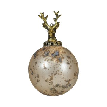 Pallina di Natale NUMI in vetro, cervo, oro anticato, Ø 10 cm Pallina di Natale NUMI in vetro, cervo, oro anticato, Ø 10 cm