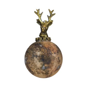Pallina di Natale NUMI in vetro, cervo, oro anticato, Ø 8 cm Pallina di Natale NUMI in vetro, cervo, oro anticato, Ø 8 cm