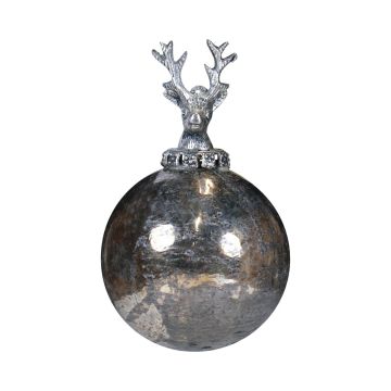 Pallina di Natale NUMI in vetro, cervo, argento anticato, Ø10 cm Pallina di Natale NUMI in vetro, cervo, argento anticato, Ø10 cm