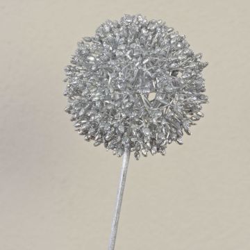 Allium artificiale HELLA, glitter, argento, 75 cm, Ø 11 cm