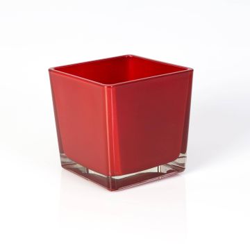 Cubetto di vetro / Portacandela KIM EARTH, rosso, 12x12x12cm Cubetto di vetro / Portacandela KIM EARTH, rosso, 12x12x12cm