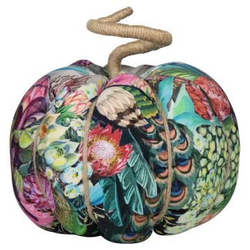 Zucca decorativa AKUNA in cotone, fatta a mano, motivo pavone, colorata, Ø 23 cm Zucca decorativa AKUNA in cotone, fatta a mano, motivo pavone, colorata, Ø 23 cm
