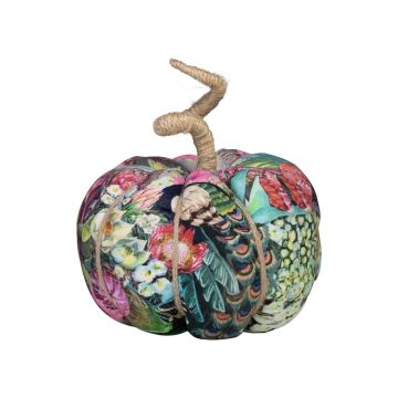 Zucca decorativa AKUNA in cotone, realizzata a mano, con motivo pavone, multicolore, Ø 13 cm Zucca decorativa AKUNA in cotone, realizzata a mano, con motivo pavone, multicolore, Ø 13 cm