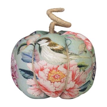 Zucca decorativa AKUNA in cotone, realizzata a mano, con motivo farfalla e uccellino, colorata, Ø 18 cm Zucca decorativa AKUNA in cotone, realizzata a mano, con motivo farfalla e uccellino, colorata, Ø 18 cm
