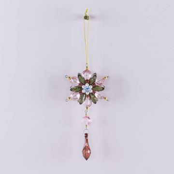 Ciondolo acrilico di fiore GARAH, goccia, verde-oro, 16cm, Ø8cm Ciondolo acrilico di fiore GARAH, goccia, verde-oro, 16cm, Ø8cm