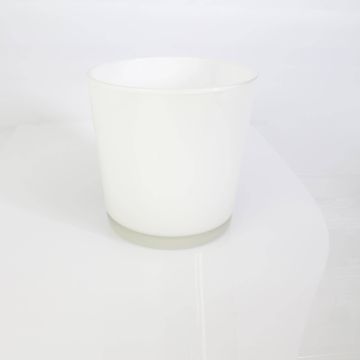 Grosso vaso in vetro / Portafiori ALENA, bianco, 19cm, Ø18,5cm Grosso vaso in vetro / Portafiori ALENA, bianco, 19cm, Ø18,5cm